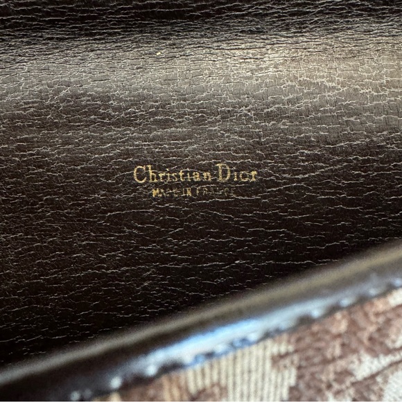 Vintage 70s Christian Dior Clutch Flap Bag Envelope Trotter Brown Logo Monogram - Picture 14 of 15